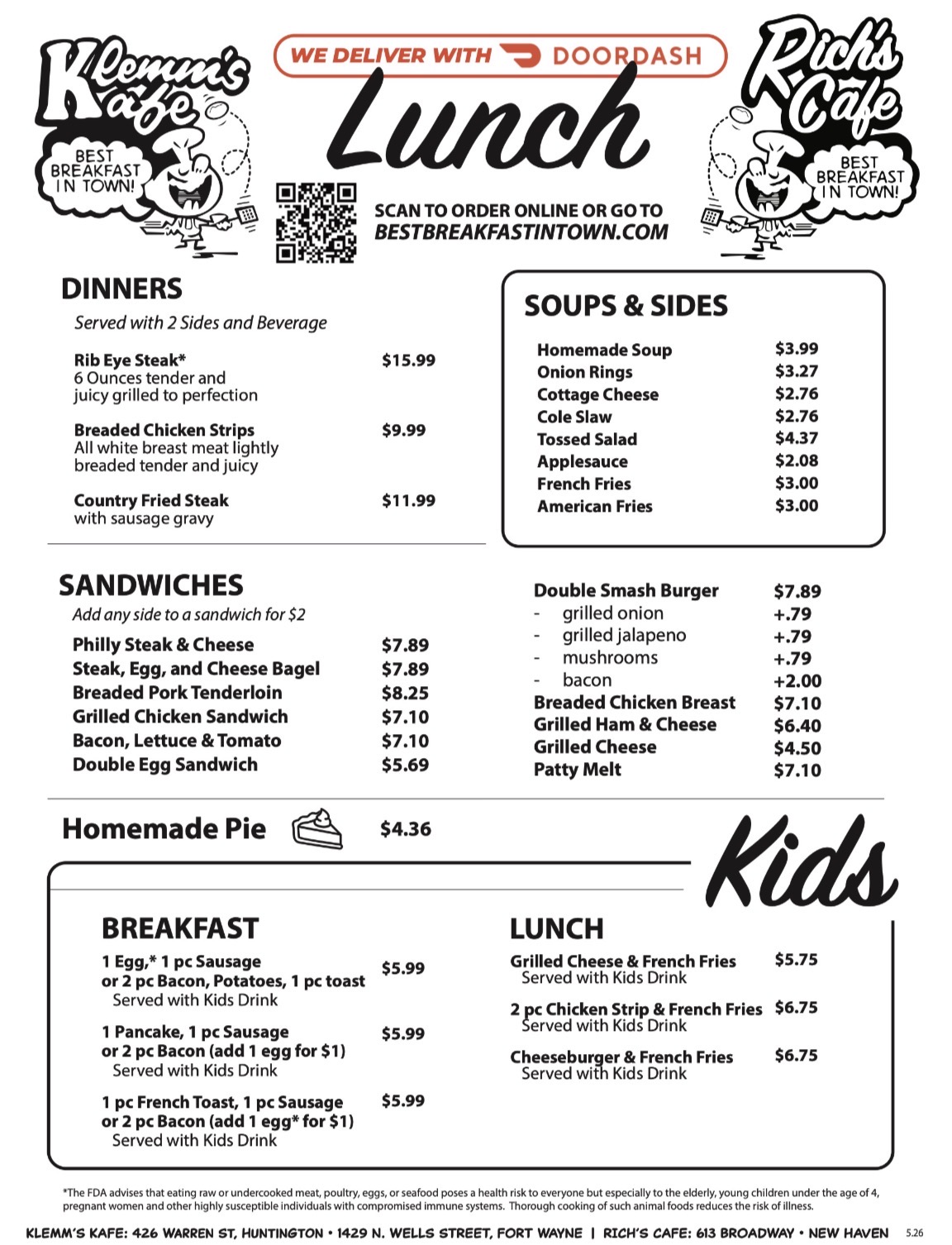 Best Breakfast In Town lunch menu